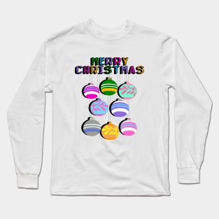 Merry Christmas Retro Bauble Design Long Sleeve T-Shirt